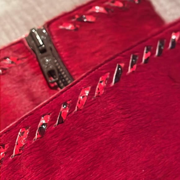 Emmanuel Ungaro Paris Red Calf Hair Snake Detailing Zip Up Boots size 7 1/2 M - Picture 6 of 16